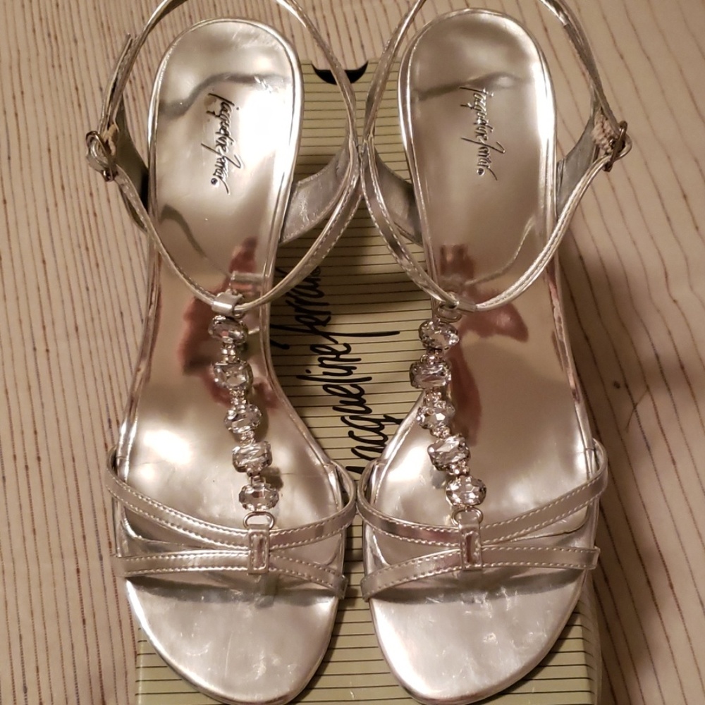 Silver rhinestone heel